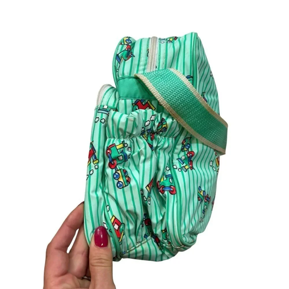 Rare Vintage Cutie‎ Pie Green Pinstripe Choo Choo Mini Diaper Bag